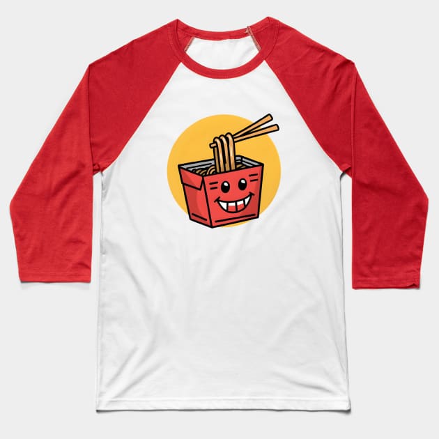 Funny Laughing noodle Graphic Baseball T-Shirt by LENTEE